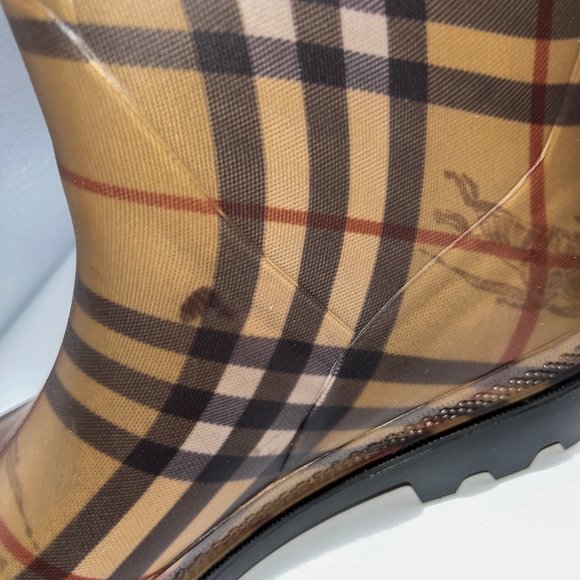 Burberry Classic Nova Check Print Wellington Rubber Rain Boots Sz 6 - Picture 9 of 10